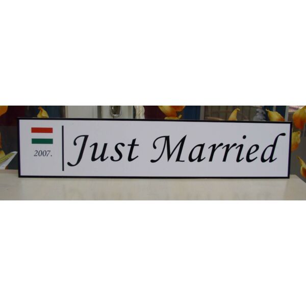 Esküvői rendszámtábla Just Married felirattal
