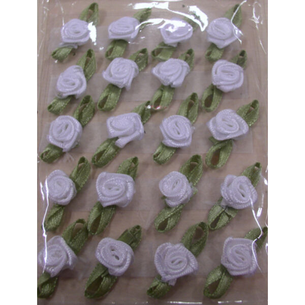 Fehér szatén rózsa 20 db-os