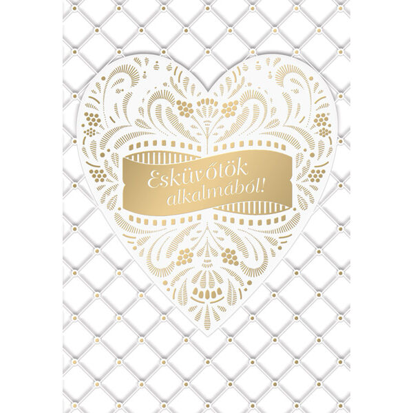 Elegáns arany szives esküvői képeslap