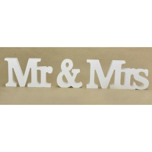 Fehér Mr és Mrs fa felirat
