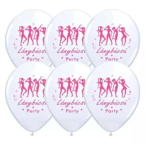 Fehér pink lánybúcsú party lufi 6 db