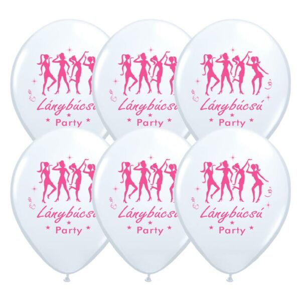 Fehér pink lánybúcsú party lufi 6 db