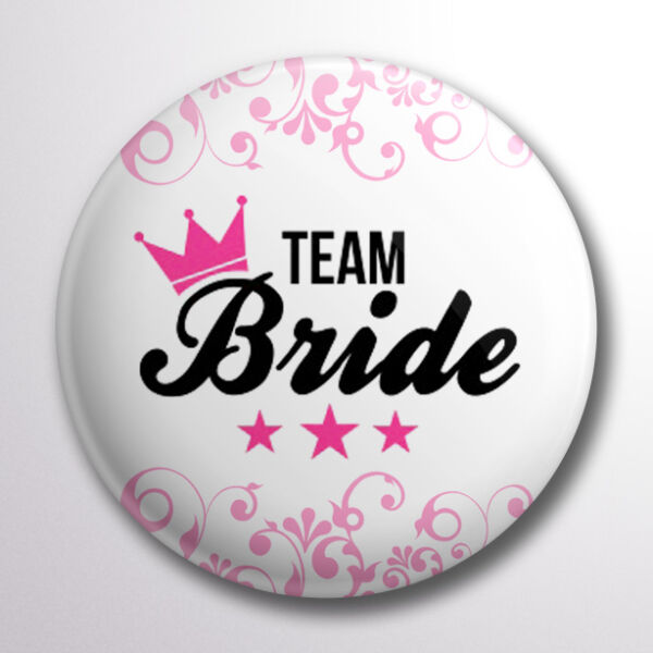 Team bride pink koronás kitűző