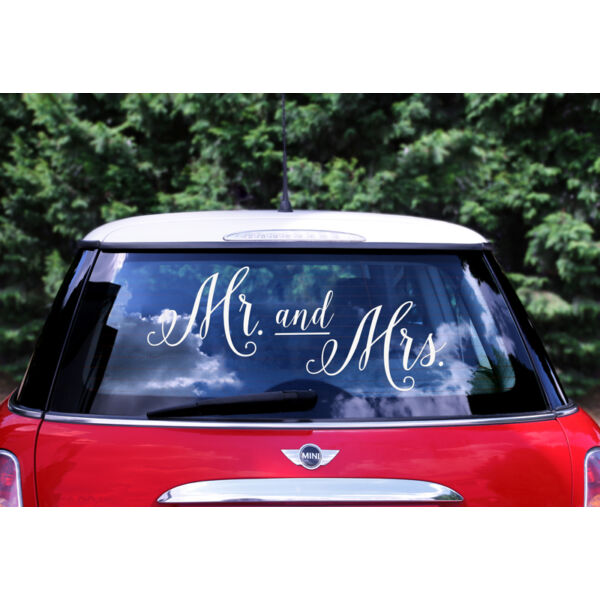 Mr és mrs esküvői autódekor matrica