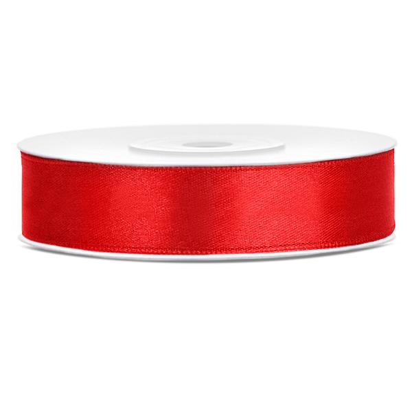 Piros szatén szalag 12mm x 25m