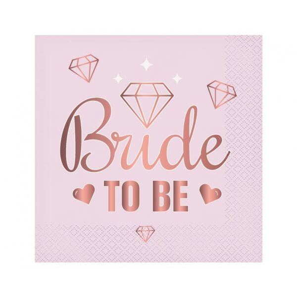 Rózsaszín gyémánt szíves bride to be szalvéta